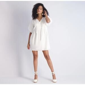 Stella Parker White Short Sleeve Mini Babydoll Dress Puff Sleeve Women's XL NEW